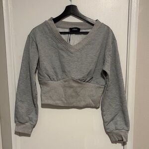 Cider Heather Gray V-Neck Cropped Top